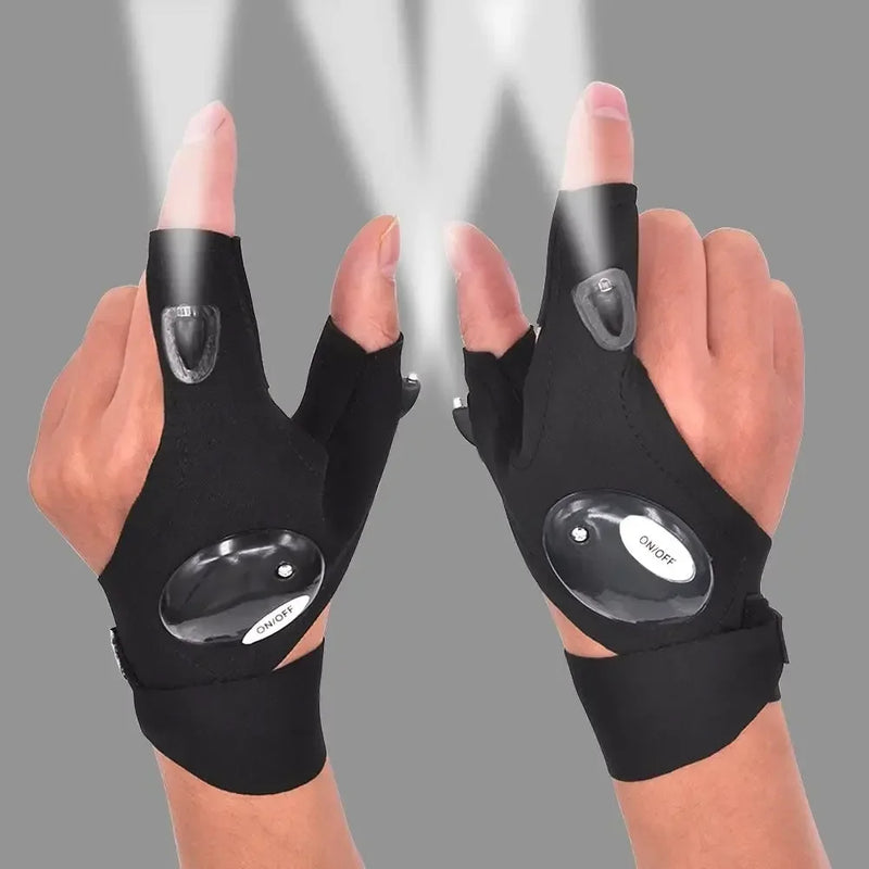 LED Flashlight Gloves – Waterproof Fingerless Outdoor Tool